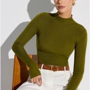 Commense Olive Green Long Sleeve Knit Top